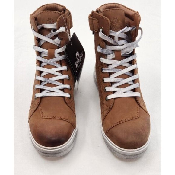 Iron Jias Retro Leather Motorcycle Boots XZ006 Brown Mens EU 42 US 8.5 - Picture 3 of 11